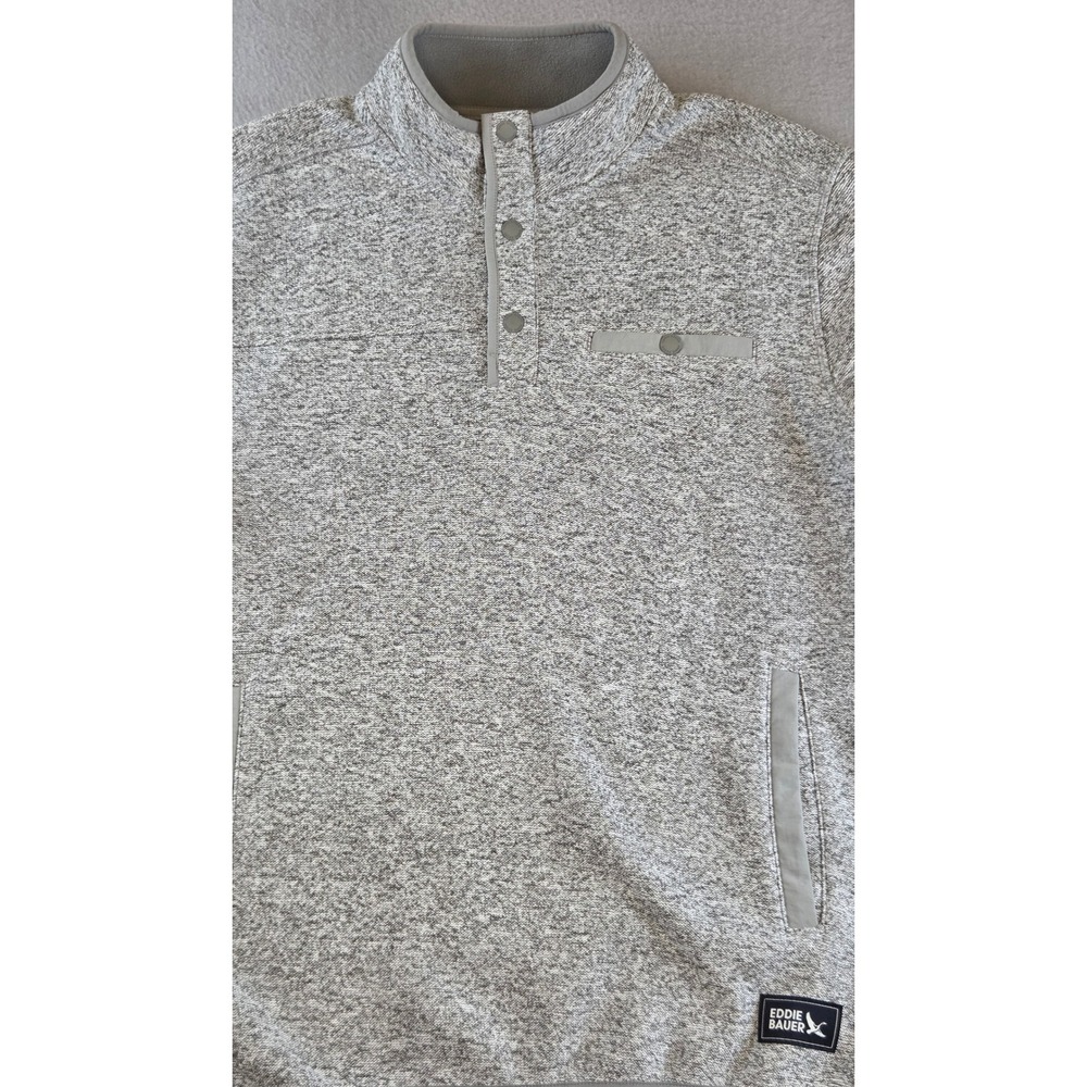 Eddie Bauer Fleece Snap Neck Pullover Heather Gray Outdoor Gorpcore Mens M
